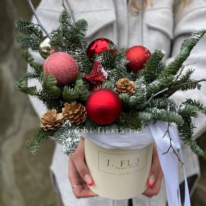 Новогодняя композиция в коробке ред в Северодвинске