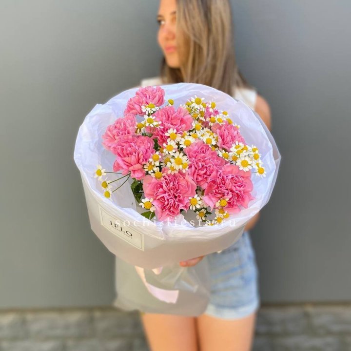 Дуобукет диантусов и ромашек в Северодвинске