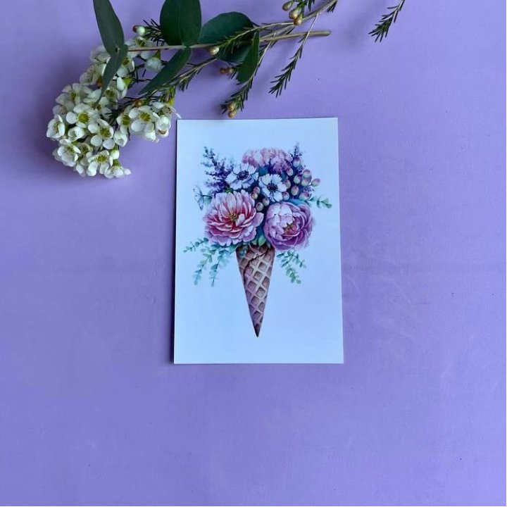 Открытка к букету "Цветочно-кремовый" в Северодвинске