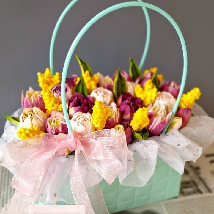 Тюльпаны в сумочке из зефира в Северодвинске