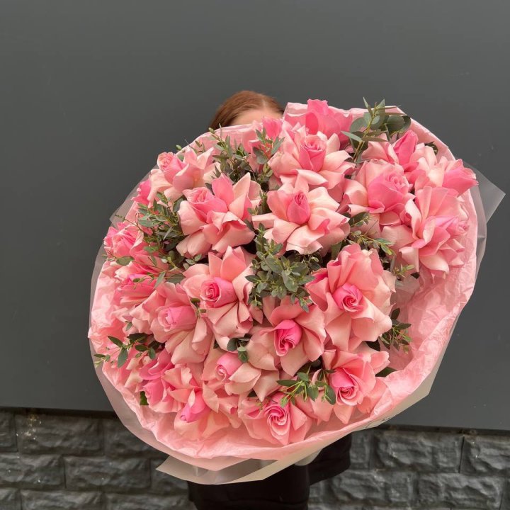  25 розовых французских роз в Северодвинске