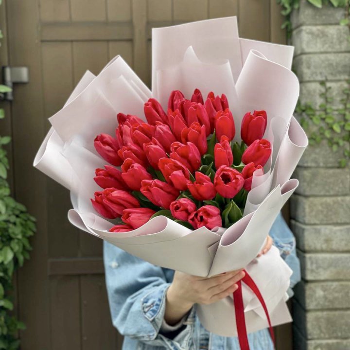 35 красных тюльпанов в Северодвинске